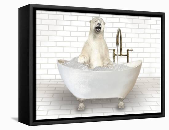 Polar Bear In Bathtub-Matthew Piotrowicz-Framed Stretched Canvas