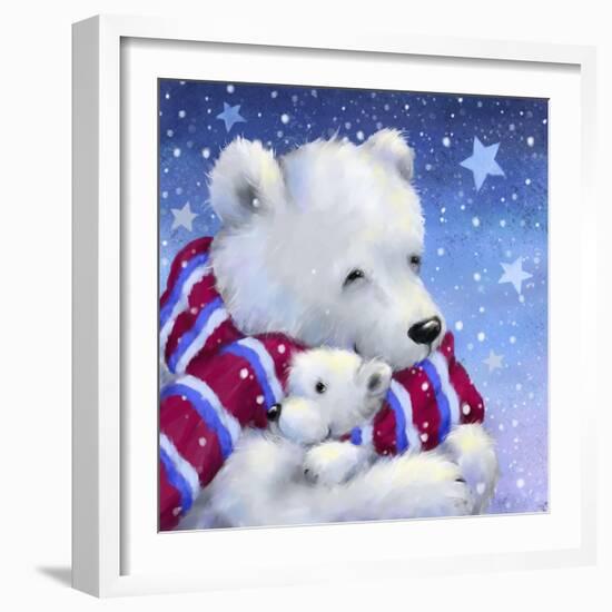 Polar Bear Mom and Cub-MAKIKO-Framed Giclee Print