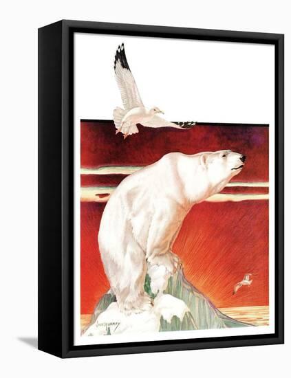 "Polar Bear on Iceberg,"January 14, 1933-Jack Murray-Framed Premier Image Canvas