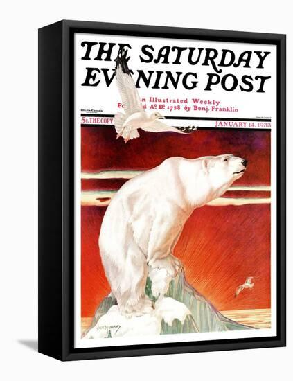 "Polar Bear on Iceberg," Saturday Evening Post Cover, January 14, 1933-Jack Murray-Framed Premier Image Canvas