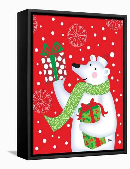 Polar Bear & Presents-Teresa Woo-Framed Stretched Canvas