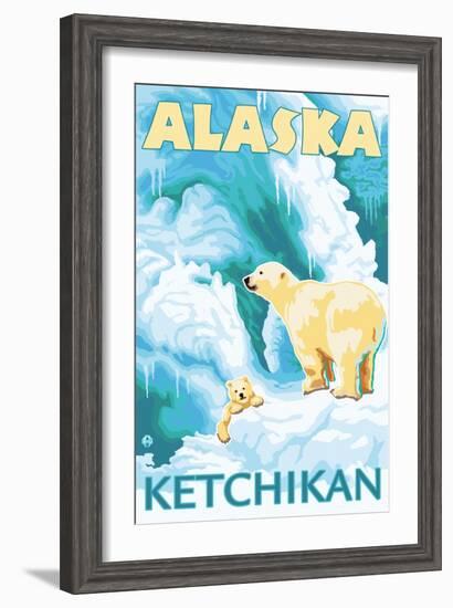 Polar Bears & Cub, Ketchikan, Alaska-Lantern Press-Framed Art Print