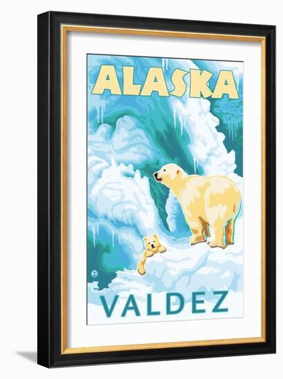 Polar Bears & Cub, Valdez, Alaska-Lantern Press-Framed Art Print