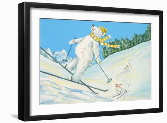 Polar Bears Skiing-David Cooke-Framed Giclee Print