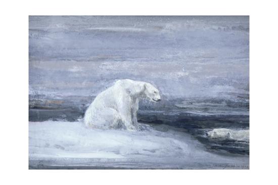 Polar Bears Watching For Seals At An Ice Hole C1867 1910 Giclee Print John Macallan Swan Art Com