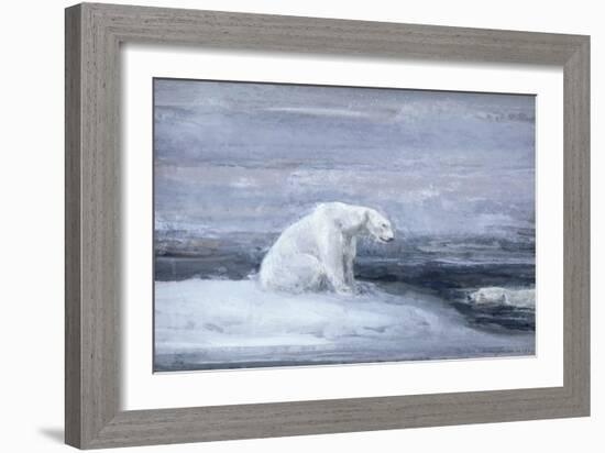 Polar Bears Watching for Seals at an Ice Hole, C1867-1910-John Macallan Swan-Framed Giclee Print