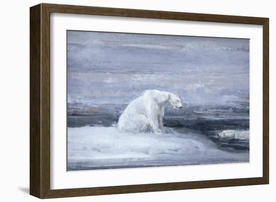 Polar Bears Watching for Seals at an Ice Hole, C1867-1910-John Macallan Swan-Framed Giclee Print