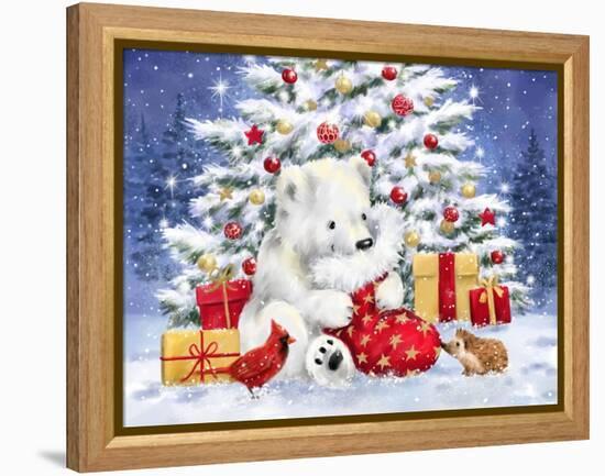 Polar Cub with Sock-MAKIKO-Framed Premier Image Canvas