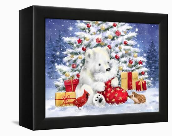 Polar Cub with Sock-MAKIKO-Framed Premier Image Canvas