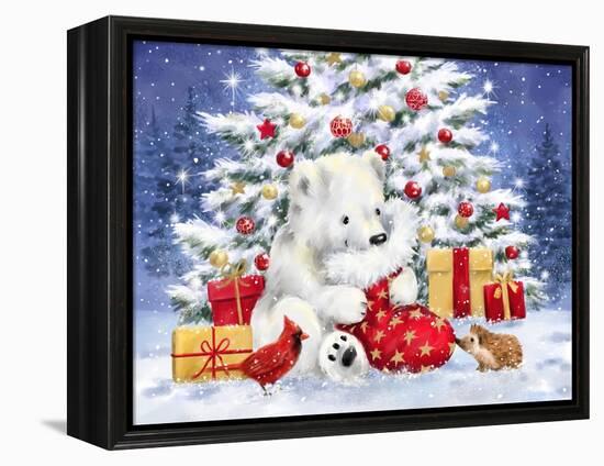 Polar Cub with Sock-MAKIKO-Framed Premier Image Canvas