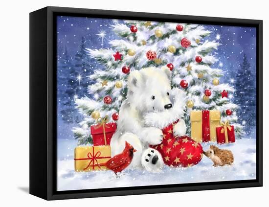 Polar Cub with Sock-MAKIKO-Framed Premier Image Canvas