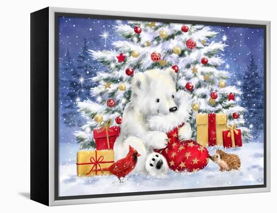 Polar Cub with Sock-MAKIKO-Framed Premier Image Canvas