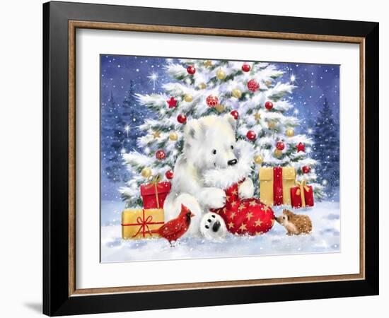 Polar Cub with Sock-MAKIKO-Framed Giclee Print