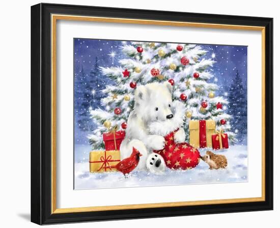 Polar Cub with Sock-MAKIKO-Framed Giclee Print