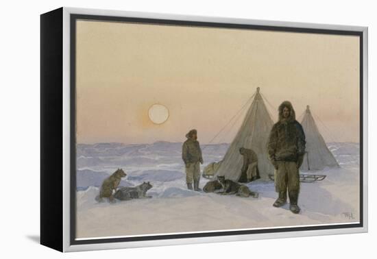 Polar expolorers watercolor on paper-Thorolf Holmboe-Framed Premier Image Canvas
