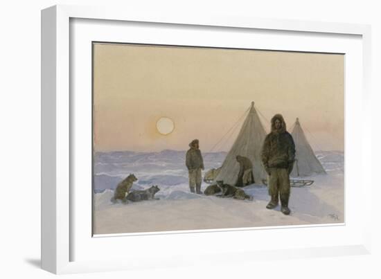Polar expolorers watercolor on paper-Thorolf Holmboe-Framed Giclee Print