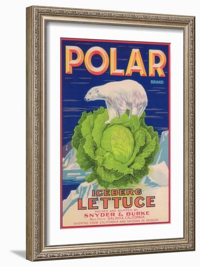 Polar Lettuce Label - Salinas, CA-Lantern Press-Framed Art Print