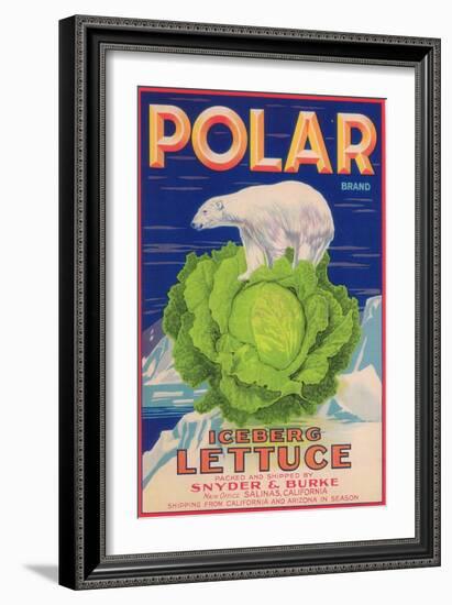 Polar Lettuce Label - Salinas, CA-Lantern Press-Framed Art Print