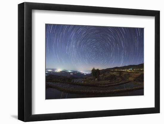 Polar Star Trails Above Honghe Hani Rice Terraces in Southwest China-Stocktrek Images-Framed Photographic Print