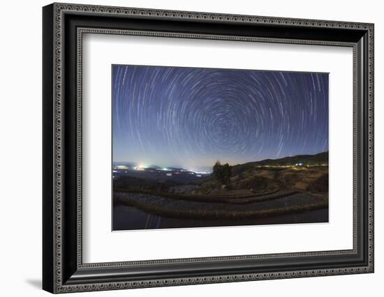 Polar Star Trails Above Honghe Hani Rice Terraces in Southwest China-Stocktrek Images-Framed Photographic Print