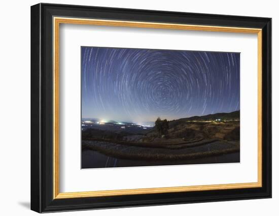 Polar Star Trails Above Honghe Hani Rice Terraces in Southwest China-Stocktrek Images-Framed Photographic Print