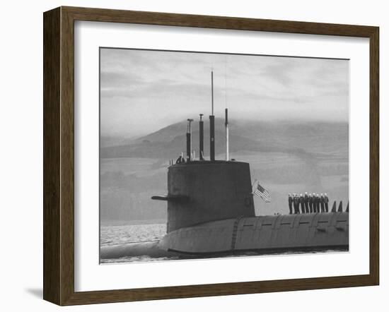 Polaris Missile Sub "Patrick Henry"Cruising on Clyde River on Patrol-John Dominis-Framed Photographic Print