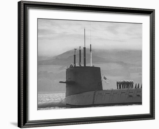 Polaris Missile Sub "Patrick Henry"Cruising on Clyde River on Patrol-John Dominis-Framed Photographic Print