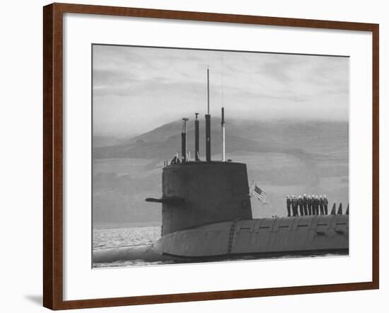 Polaris Missile Sub "Patrick Henry"Cruising on Clyde River on Patrol-John Dominis-Framed Photographic Print