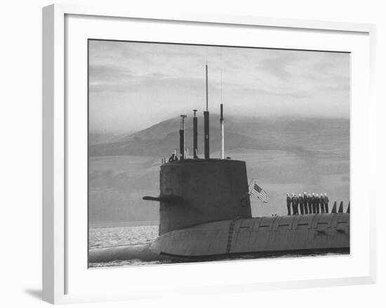 Polaris Missile Sub "Patrick Henry"Cruising on Clyde River on Patrol-John Dominis-Framed Photographic Print