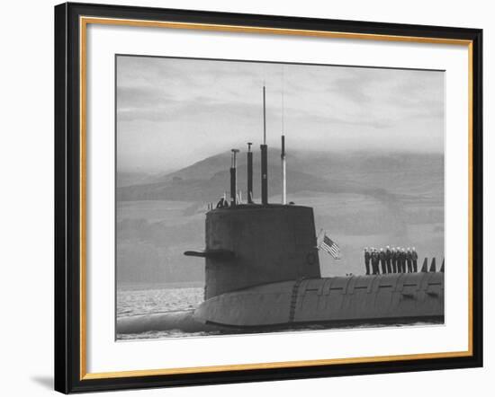 Polaris Missile Sub "Patrick Henry"Cruising on Clyde River on Patrol-John Dominis-Framed Photographic Print