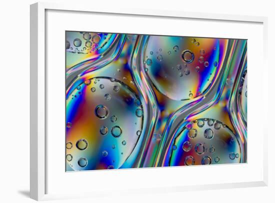 Polarized Stress Patterns in Row of Plastic Spoons with Carbonated Liquids from Above-Yon Marsh-Framed Photographic Print