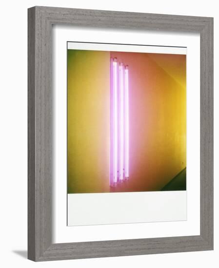 Polaroid of Colourful Stripes Created by Coloured Fluorescent Tubes-Lee Frost-Framed Photographic Print