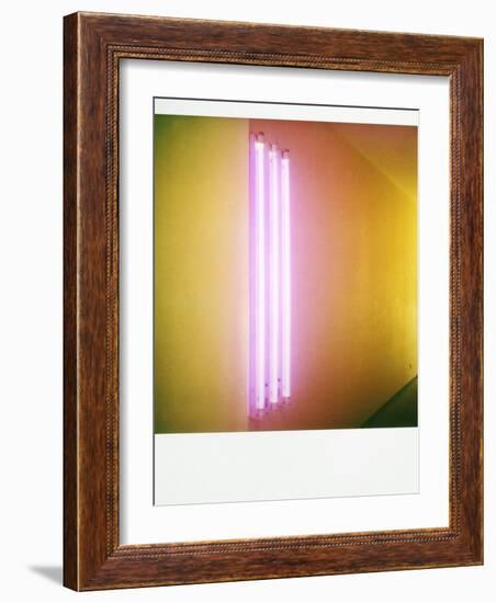 Polaroid of Colourful Stripes Created by Coloured Fluorescent Tubes-Lee Frost-Framed Photographic Print