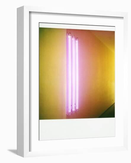 Polaroid of Colourful Stripes Created by Coloured Fluorescent Tubes-Lee Frost-Framed Photographic Print