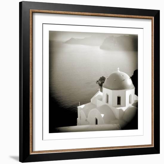 Polaroid of Domed Church, Oia, Santorini, Cyclades, Greek Islands, Greece, Europe-Lee Frost-Framed Photographic Print