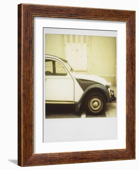 Polaroid of Old Black and White Citroen 2Cv Parked on Street, Paris, France, Europe-Lee Frost-Framed Photographic Print