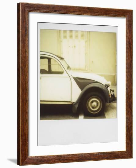 Polaroid of Old Black and White Citroen 2Cv Parked on Street, Paris, France, Europe-Lee Frost-Framed Photographic Print