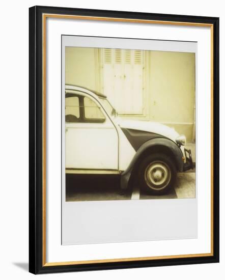 Polaroid of Old Black and White Citroen 2Cv Parked on Street, Paris, France, Europe-Lee Frost-Framed Photographic Print