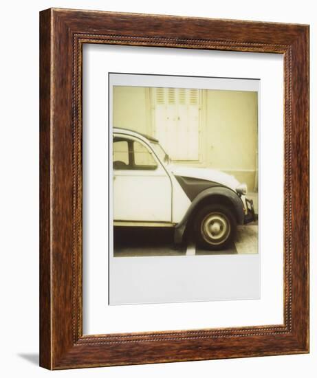 Polaroid of Old Black and White Citroen 2Cv Parked on Street, Paris, France, Europe-Lee Frost-Framed Photographic Print