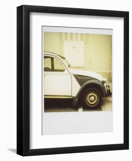 Polaroid of Old Black and White Citroen 2Cv Parked on Street, Paris, France, Europe-Lee Frost-Framed Photographic Print