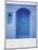 Polaroid of Traditional Painted Blue Door Against Bluewashed Wall, Chefchaouen, Morocco-Lee Frost-Mounted Photographic Print