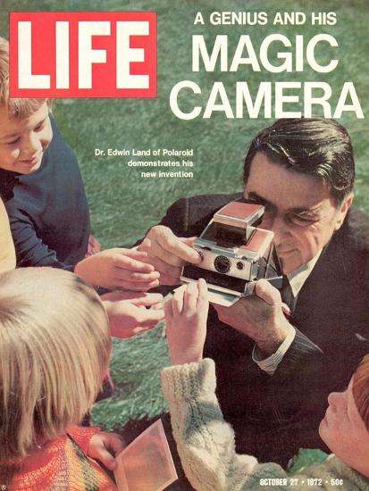 Polaroids Edwin Land with New Instant Camera, October 27 