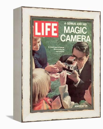 Polaroid's Edwin Land with New Instant Camera, October 27, 1972-Co Rentmeester-Framed Premier Image Canvas