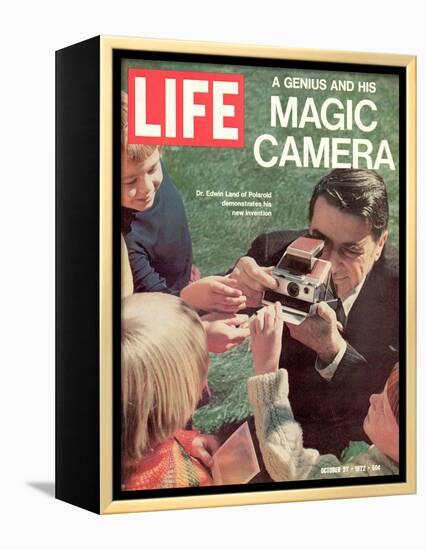 Polaroid's Edwin Land with New Instant Camera, October 27, 1972-Co Rentmeester-Framed Premier Image Canvas