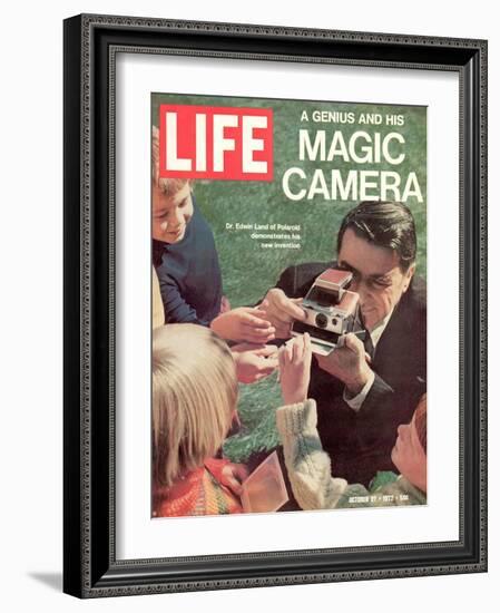 Polaroid's Edwin Land with New Instant Camera, October 27, 1972-Co Rentmeester-Framed Photographic Print