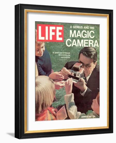 Polaroid's Edwin Land with New Instant Camera, October 27, 1972-Co Rentmeester-Framed Photographic Print