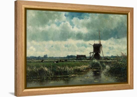 Polder Landscape with Windmill Near Abcoude, C. 1870-Willem Roelofs-Framed Premier Image Canvas