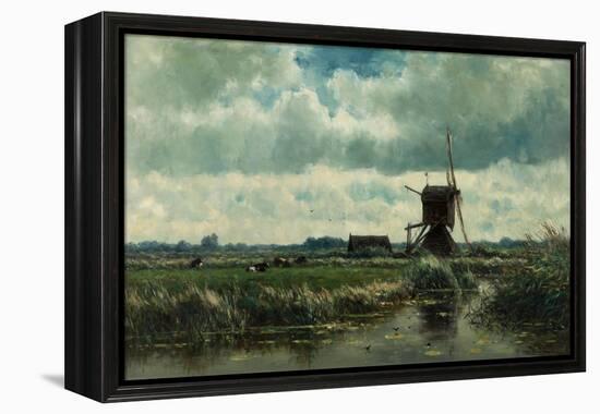 Polder Landscape with Windmill Near Abcoude, C. 1870-Willem Roelofs-Framed Premier Image Canvas