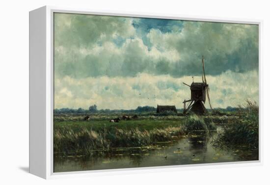 Polder Landscape with Windmill Near Abcoude, C. 1870-Willem Roelofs-Framed Premier Image Canvas