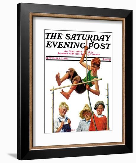 "Pole Vault," Saturday Evening Post Cover, September 3, 1927-George Brehm-Framed Giclee Print